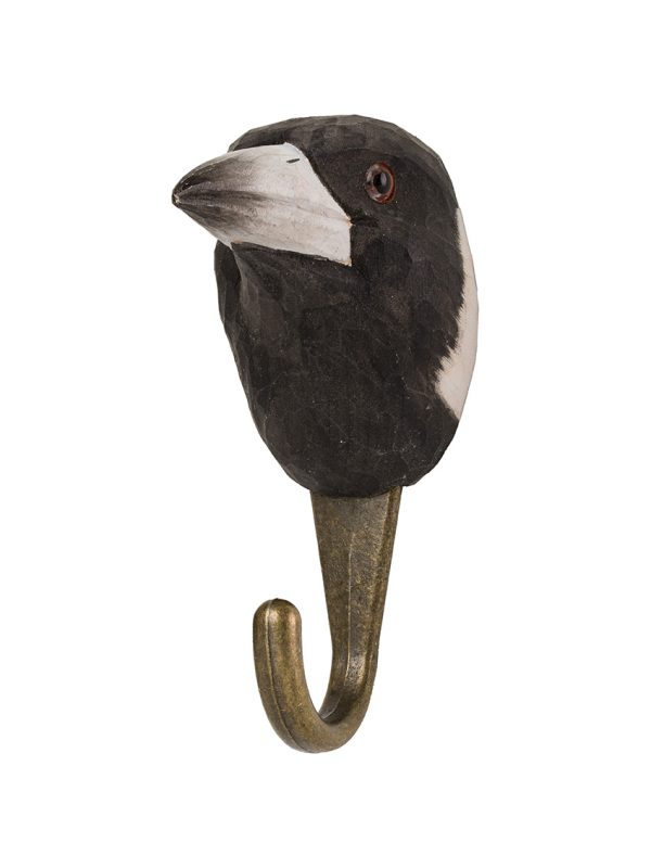 Magpie wooden decorative hook