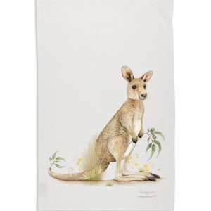 Popcorn Blue Kangaroo tea towel