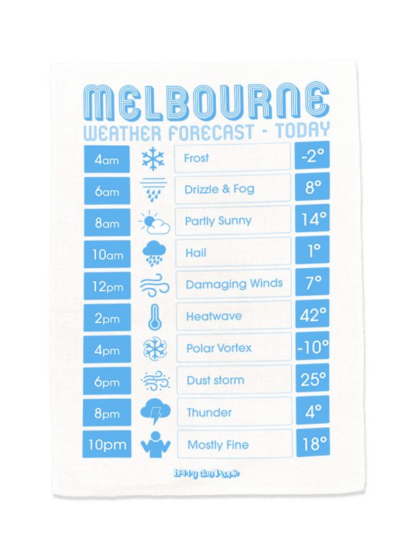 Happy Day People Melbourne Weather tea towel