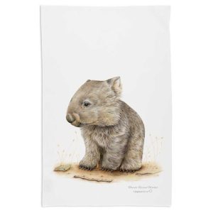 Wombat illustraion tea towel