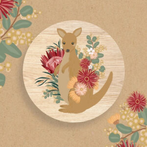 Kangaroo Wooden Magnet - Aero Images