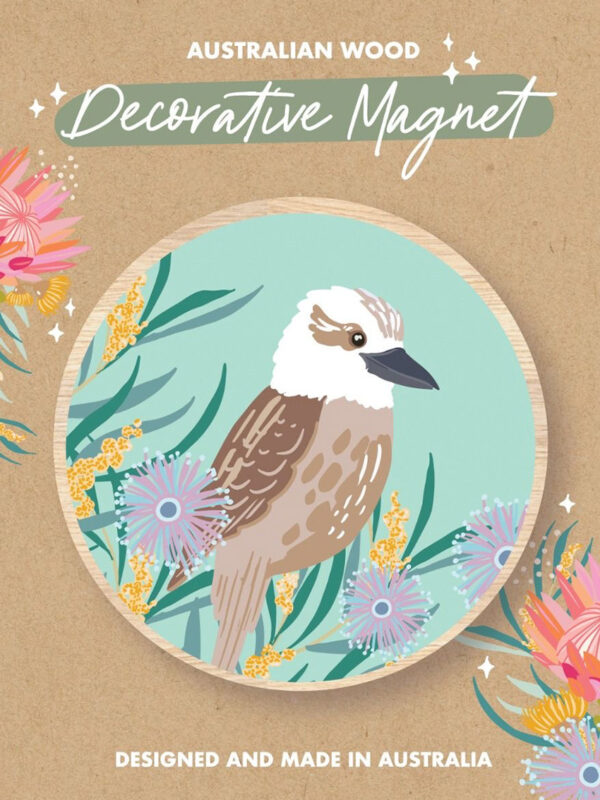 Kookaburra Pastel Wooden Magnet - Aero Images