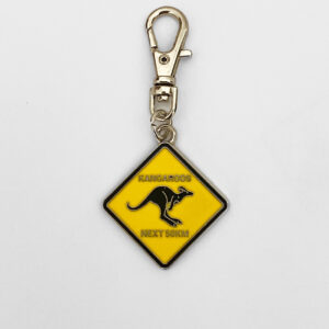 Kangaroo road sign zip charm